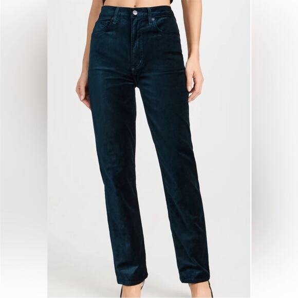 NWT RARE Agolde Black Velvet High Rise Stovepipe Straight Leg Pants Witchy- 27 - Picture 1 of 11
